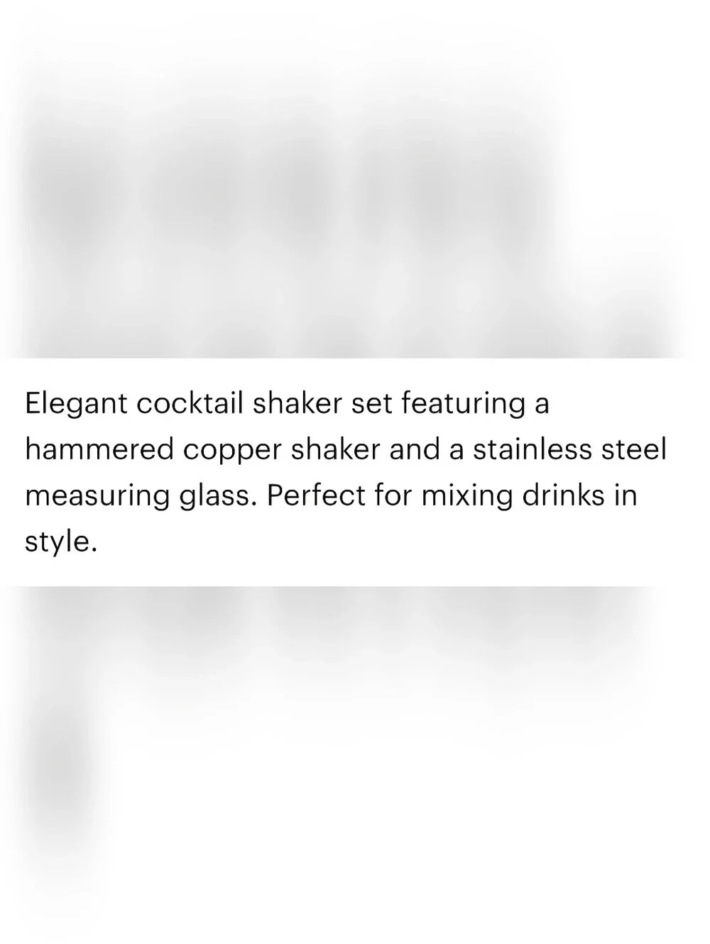 Boston Cocktail Shaker Set - Hammered Copper & Clear